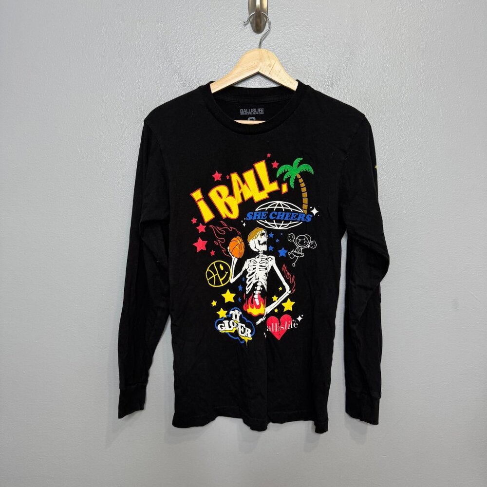 BALL IS LIFE long sleeve graphic tee size men's small
